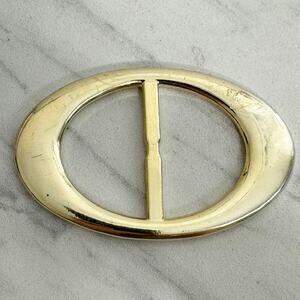 Vintage Gold Tone Plastic Oval Scarf Slide Shirt Tie Belt Buckle Minimalist ✨